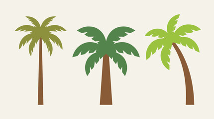 Three stylized palm trees with green fronds and brown trunks standing upright against a light background, depicting a tropical scene. © Abhinaya Project