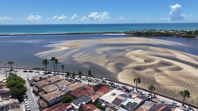 Mangrove Skyline At Porto Seguro In Bahia Brazil. Coast City Skyline. Beach Landscape. Beautiful Mangrove. Mangrove Skyline In Porto Seguro In Brazil. Nature Sandbanks. Brazil Northeastern.
