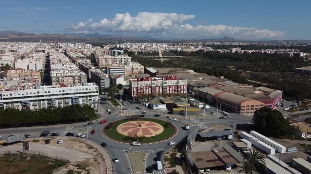 Orbiting around a Roundabout on Mayor Ram&oacute;n Pastor Avenue, Elche, Spain