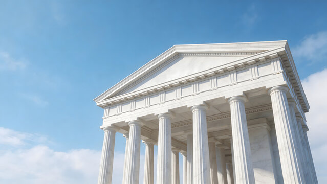 Classical white marble building with columns