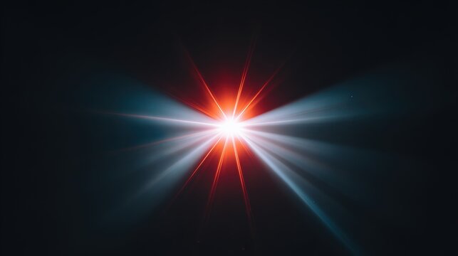 A bright light shines in the dark with vibrant rays