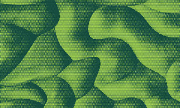 Green halftone abstract pattern with liquid shapes, modern urban texture design. Vector illustration.