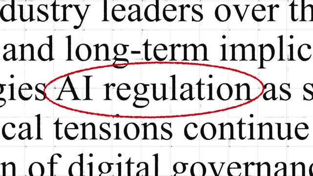 AI Regulation highlight words with documentary style text animation for news and report
