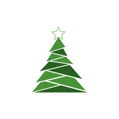 Fototapeta premium Christmas tree abstract geometric triangles, vector illustration transparent background.