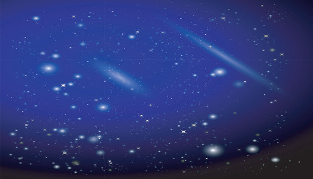 Space background with deep blue galaxy nebula stars and glowing cosmic light effects.