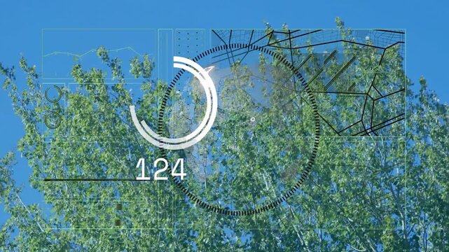 Reflective balloon drifting in canopy, HUD appearing, detecting and tracking numeric gauge for tech