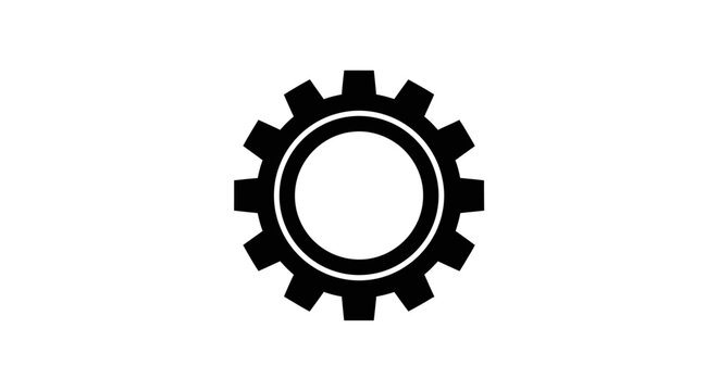 Black gear icon symbol.