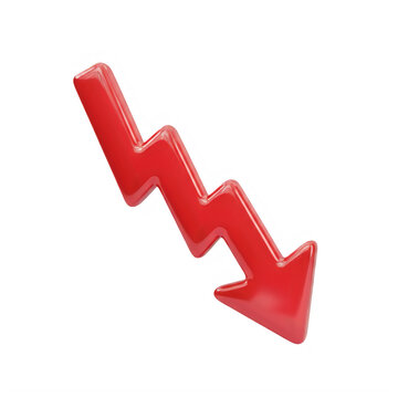 A bold red downward-pointing arrow indicating a decline or decrease in value.