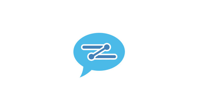 Blue speech bubble icon symbol.