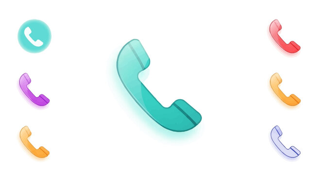 Colorful phone icon set for communication concept