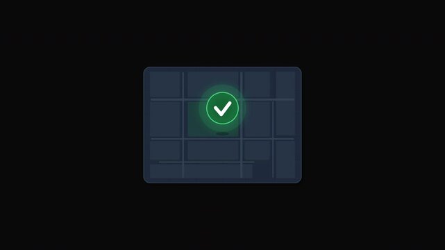 Map Pin with Green checkmark on grid  ideal for approval, success, completing tasks concepts in presentations, reports, websites, or social media.