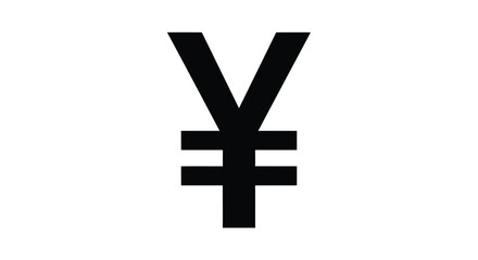 Fototapeta premium Black yen symbol against a white background a striking silhouette