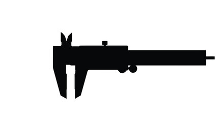 Black caliper tool illustration against a white background a striking silhouette © Sogir