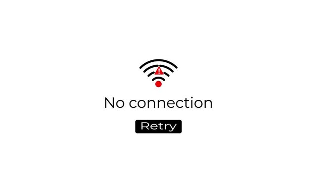 no connection error popup with retry button animation.