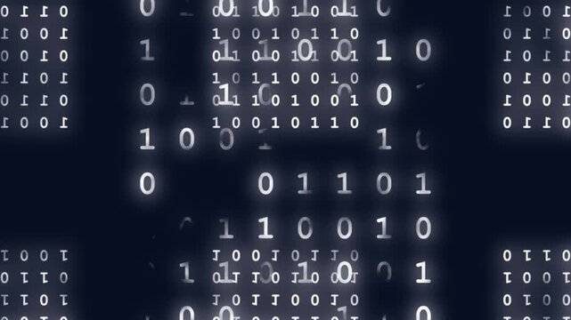 White Digital Binary Code Numbers Changing On Dark Background