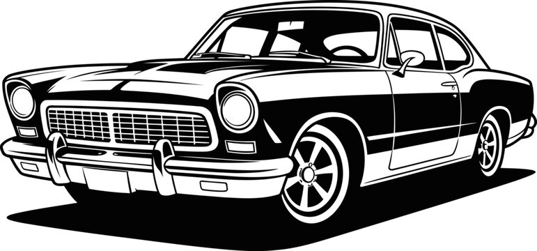 Classic vintage car illustration with detailed design and stylish retro appearance