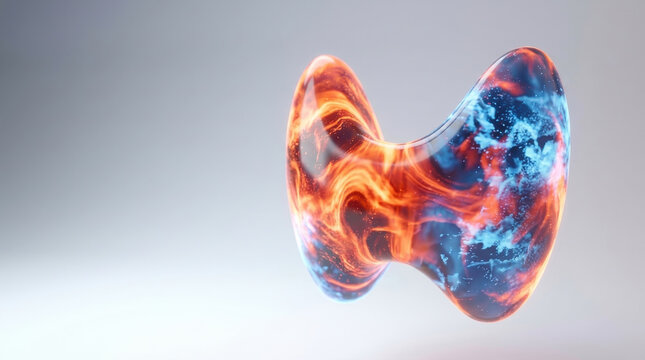 Thyroid hormone imbalance t3 t4 endocrine gland anatomy medical health Thyroid hormone imbalance links t3 and t4 to endocrine gland health concept with abstract anatomy glowing blue orange fluid