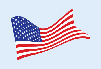 Obraz premium New style US flag in dynamic waving design vector illustration. Creative and modern interpretation of the American flag with flowing stars and stripes, ideal for patriotic themes, national holidays.