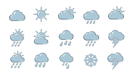 Obraz premium Weather forecast icons set. Meteorology symbols.