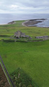 Aerial view of Classiebawn Castle on County Sligo, Ireland