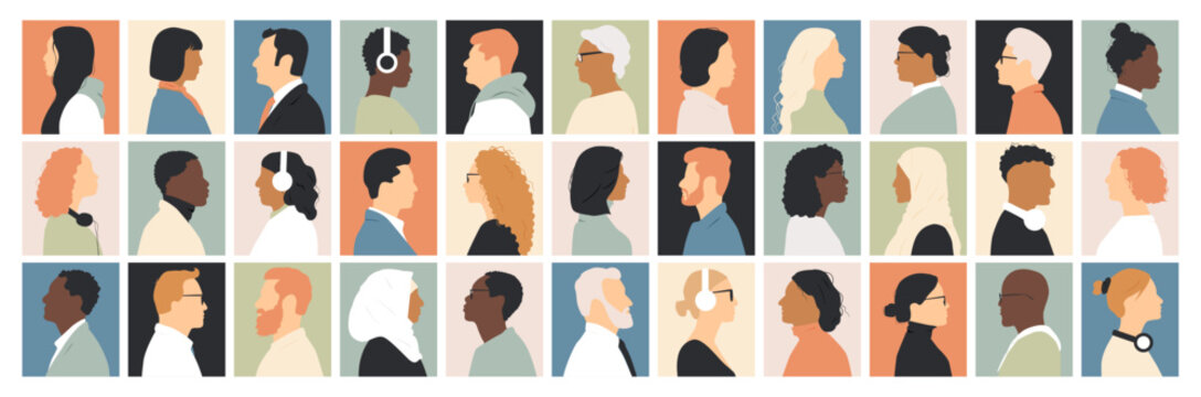 Icons of different people. Modern design.