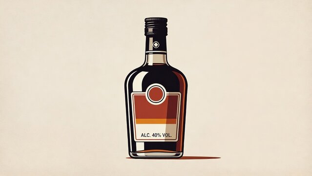 Classic liquor bottle with 'ALC. 40% VOL.' label on beige background