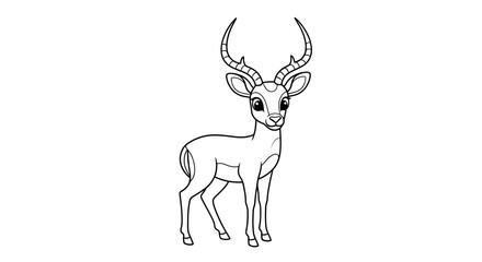 Fototapeta premium Artistic Line Rendering of a Graceful Gazelle with Majestic Antlers Portraying African Wildlife on a Blank Canvas Perfect for Nature Art and Educational Content Creation.