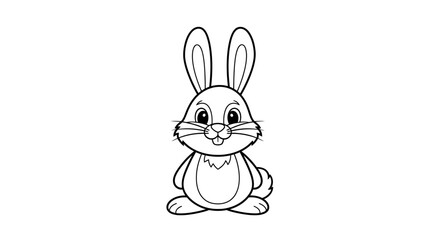 Fototapeta premium Charming Black and White Cartoon Rabbit Character with Big Eyes and Long Ears Perfect for Children's Books Easter Themes and Cute Animal Graphics.