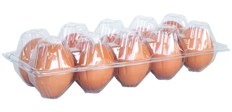 eggs in clear plastic packaging with isolated background