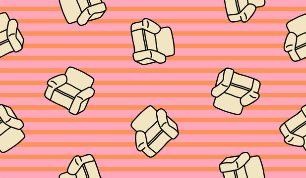 Cute sofa pattern background vector design