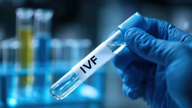 In vitro fertilization laboratory test tube IVF fertility concept symbolic animation