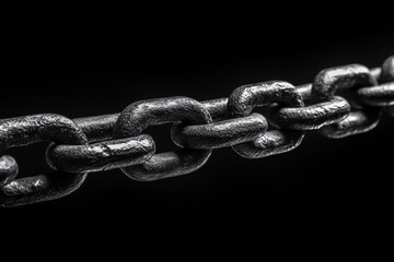 Obraz premium Black diagonal chain as a representation of blockchain technology, illustrating secure digital transactions, Generative AI
