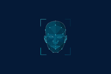 Geometric face scan with a polygonal mesh and surrounding identification frame © SreemotiRaba