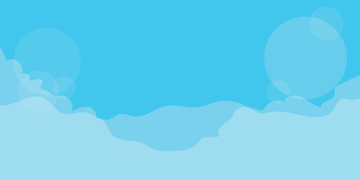 Minimalist Flat Vector Blue Sky with Soft White Clouds
