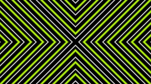 Abstract Neon Chevron Lines Flashing Rhythmically on Black Background