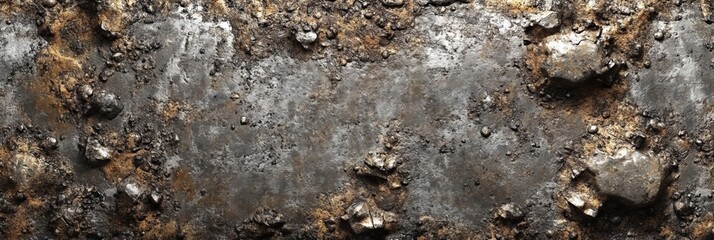 Obraz premium Cracked Mud Geological Composition with Gritty Rusty Dark Metallic Surface and Hard Rock Minerals