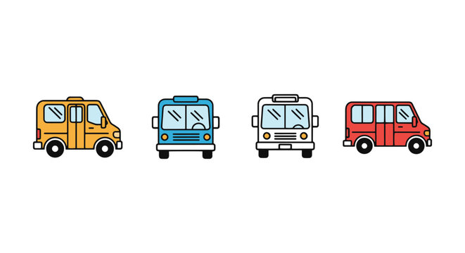 minibus Line art vector set abstract modern decorative illustration