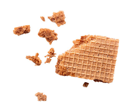 chocolate wafer crumbs on transparent background