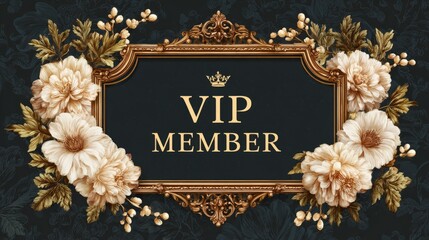 vip members only text surrounded by flowers illustration
