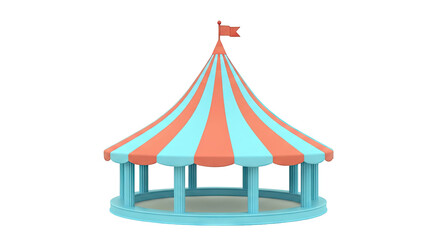 Fototapeta premium Striped Circus Tent with Red Flag