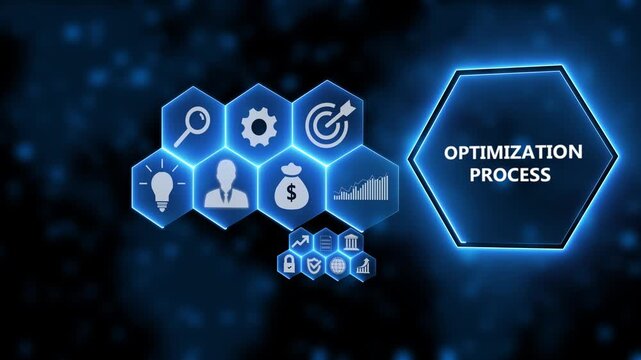 Optimization Software Technology Process System Business concept. Business, Technology, Internet and network concept.