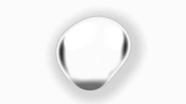 Abstract Mercury Drop Loop: Dynamic Silver Fluid Sphere on Clean White Background