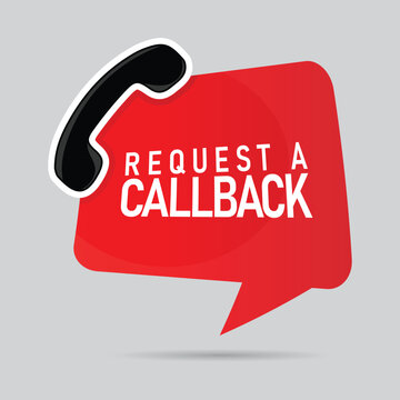 Request a callback red communication badge for automated customer service systems and lead generation marketing