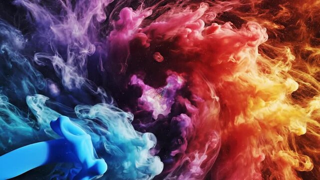 Vibrant colorful smoke swirls dynamically in abstract motion 202602162315_d8r4u
