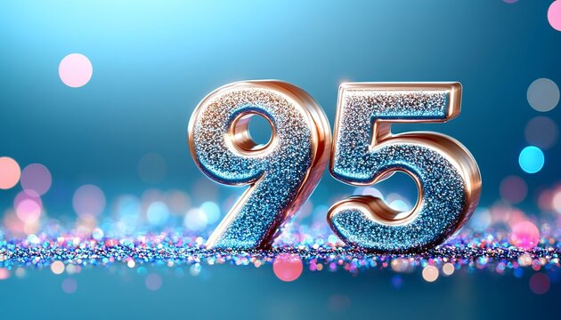 Stunning Celebration of Love with a 95th Anniversary Greeting on a Soft Azure Bokeh Background