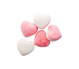 heart shaped candies isolated on transparent background