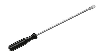 Fototapeta premium Flathead Screwdriver Tool with Black Handle Isolated on White
