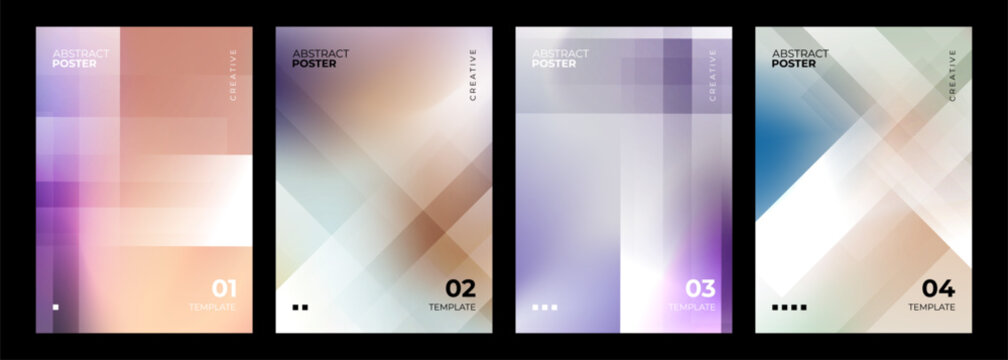 Set of abstract posters. Soft blurred backgrounds. Gradient stripes. Defocused color templates for creative graphic design. Vector illustration.