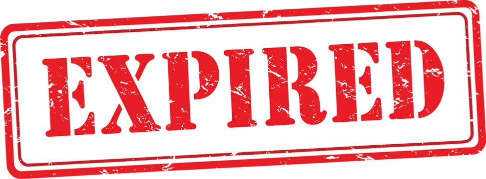 Grunge Red "Expired" Stamp: Imperfect Validity for Aged Quality, Illustrating Termination, Void Status and Time Sensitivity in Business Documents and Product Labels