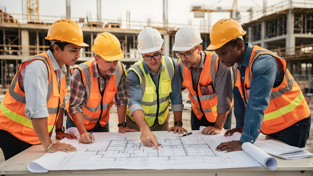 Team Brainstorming Construction Site